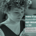 Fotografía de un niño leyendo en la tablet. Sobre la fotografía, el título de la guía " make-it-safe promoviendo el uso seguro de las TIC. Resultados de la implementación y propuestas de mejora